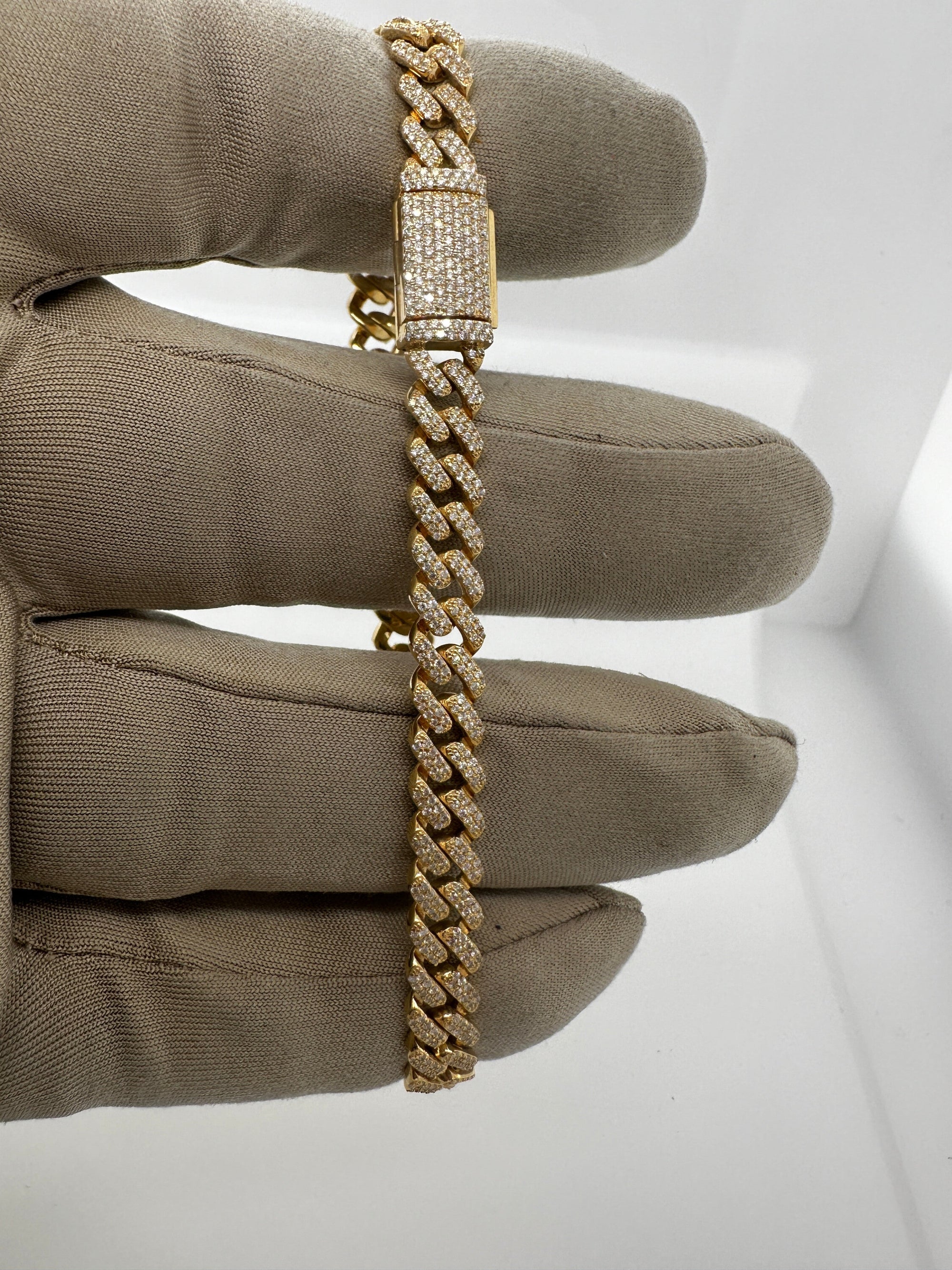 6.5mm Bracelet Cuban Prong Diamant -NEUF