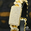 Bracelet à Diamants en Or 10K | Bracelet Homme 17mm Bracelet Cuban Prong Big Box-Lock 8.5’’ / Or Jaune