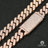 Bracelet à Diamants en Or 10K | Bracelet Homme 12mm Bracelet Cuban Prong Big Box-Lock 8.5’’ / Or Rose