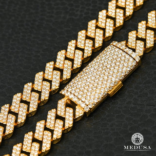 12mm Bracelet Cuban Prong Big Box-Lock - 8.5'' / Or Jaune