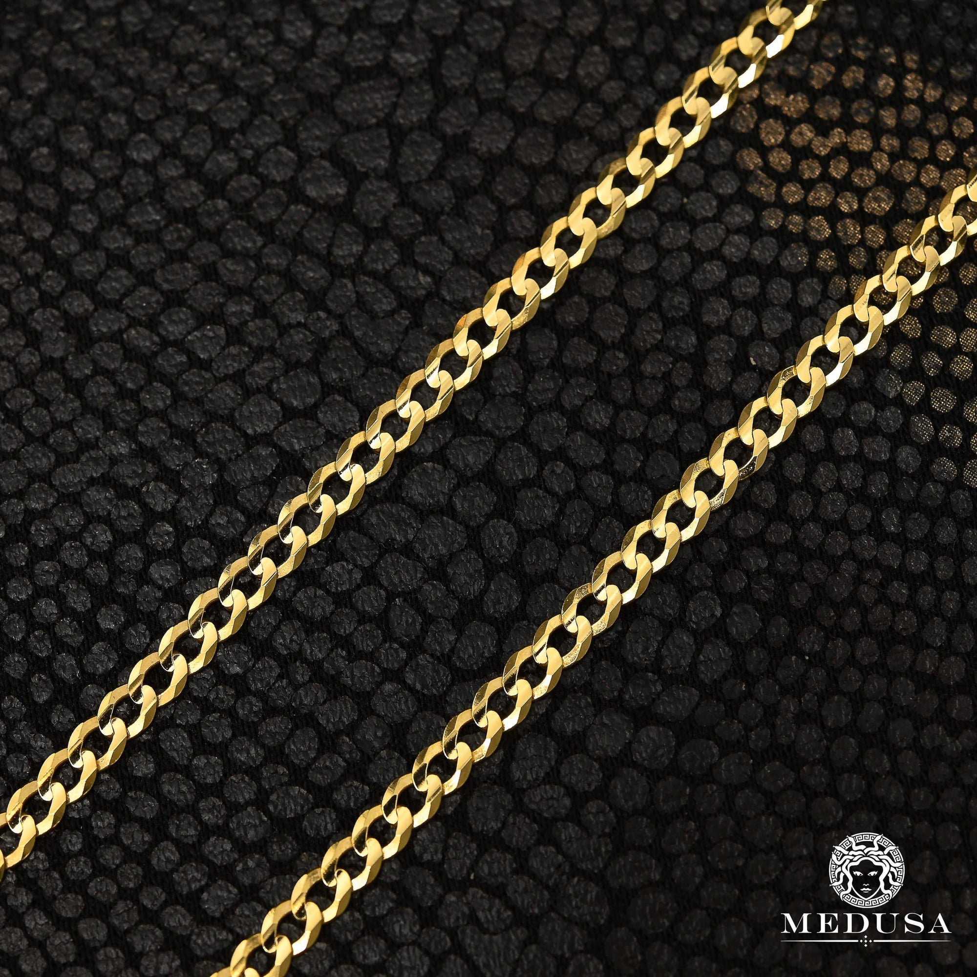 Chaîne en Or 10K | Chaîne Gourmette 3.5mm Flat Curb Link