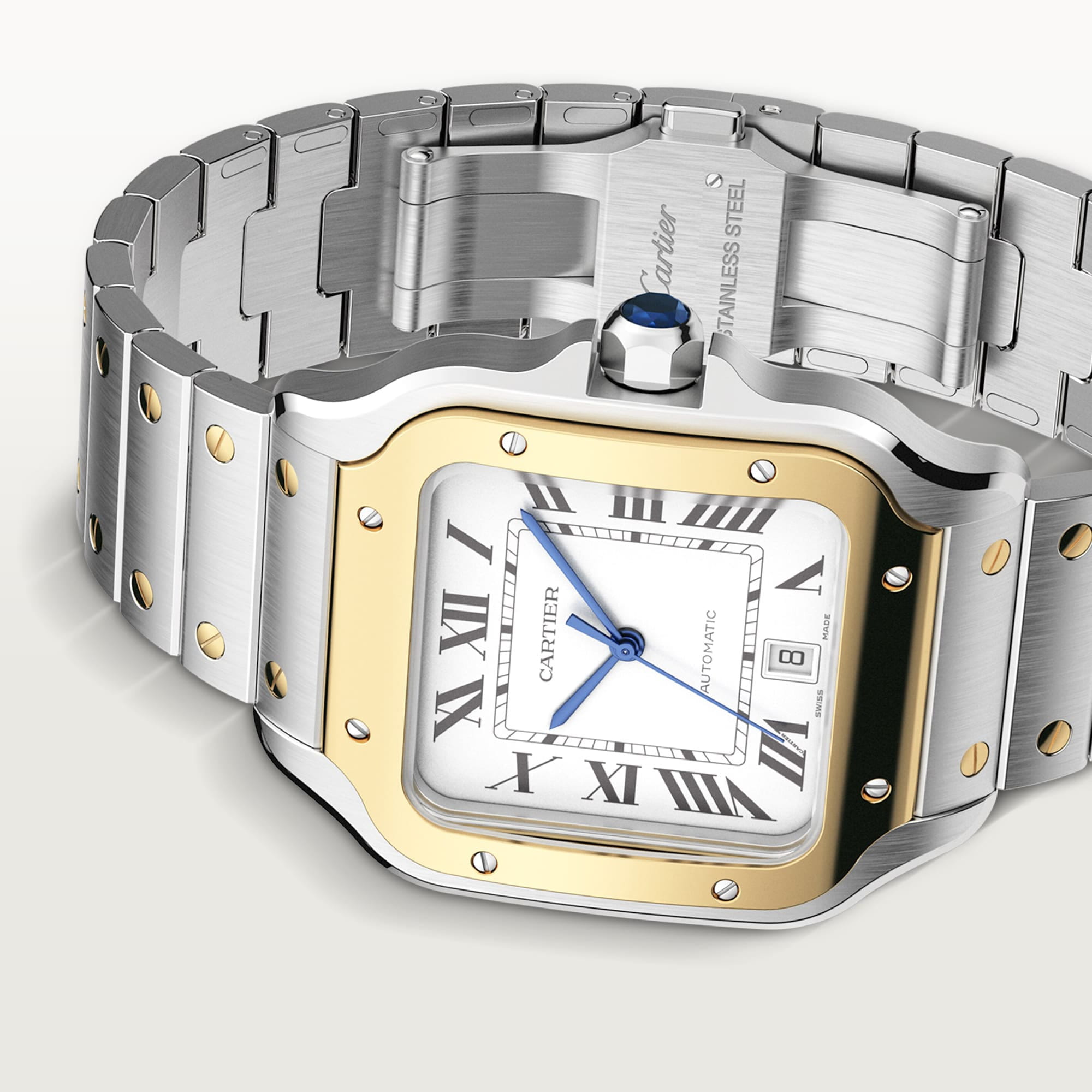 Montre Cartier | Montre Homme 40mm Cartier Santos 100 - 2 Tons Or 2 Tons