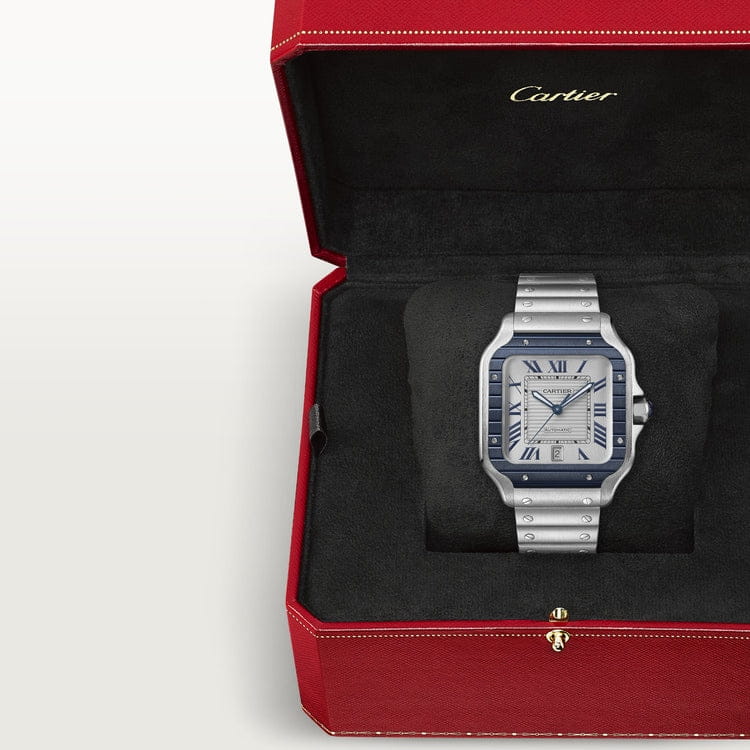 Montre Cartier | Montre Homme 40mm Cartier Santos 100 XL - Blue Bezel Stainless
