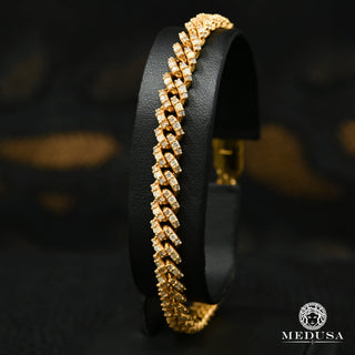 6.5mm Cuban Prong Iced Out Bracelet  - Diamond / Gold 2 Tones