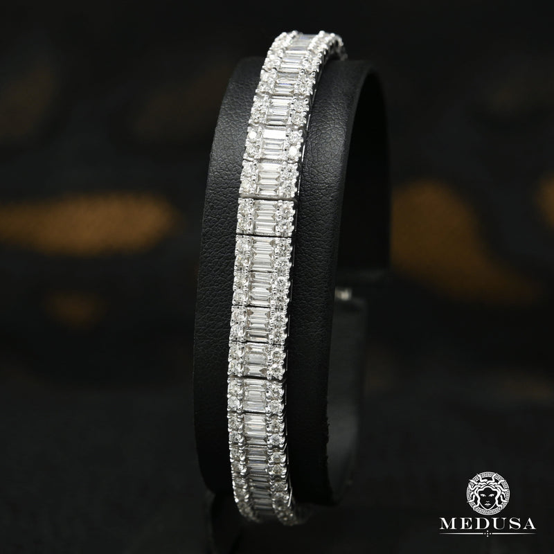 14K Gold Diamond Bracelet Baguette Tennis Bracelet White