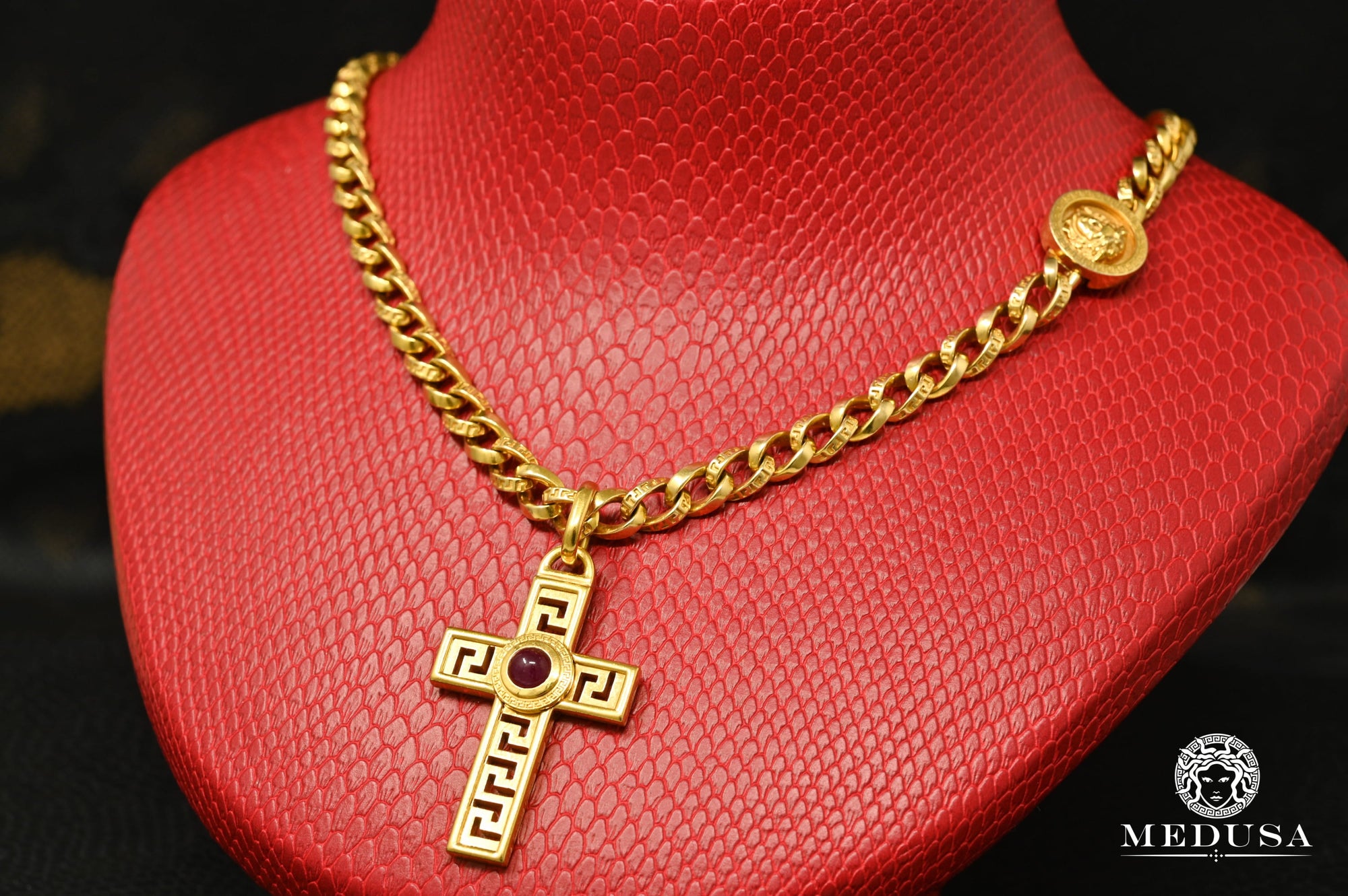 7mm Original Gianni Versace Chain with Ruby Cross 750
