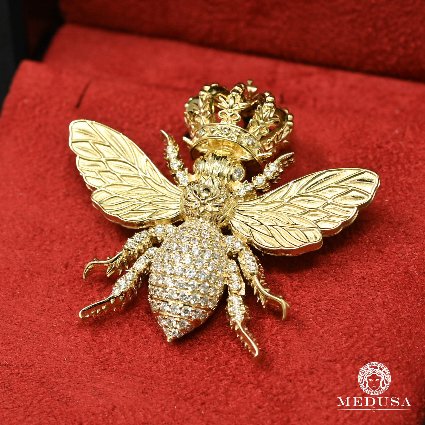 Pendentif - Or 10K jaune tête de Méduse pavé cz - PEG089