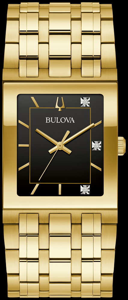 Bulova gold watch black face hot sale