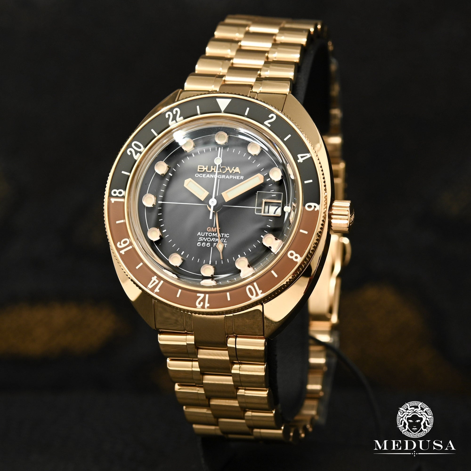 Montre Bulova | Homme Oceanographer GMT Automatic - 97B215 Or Rose