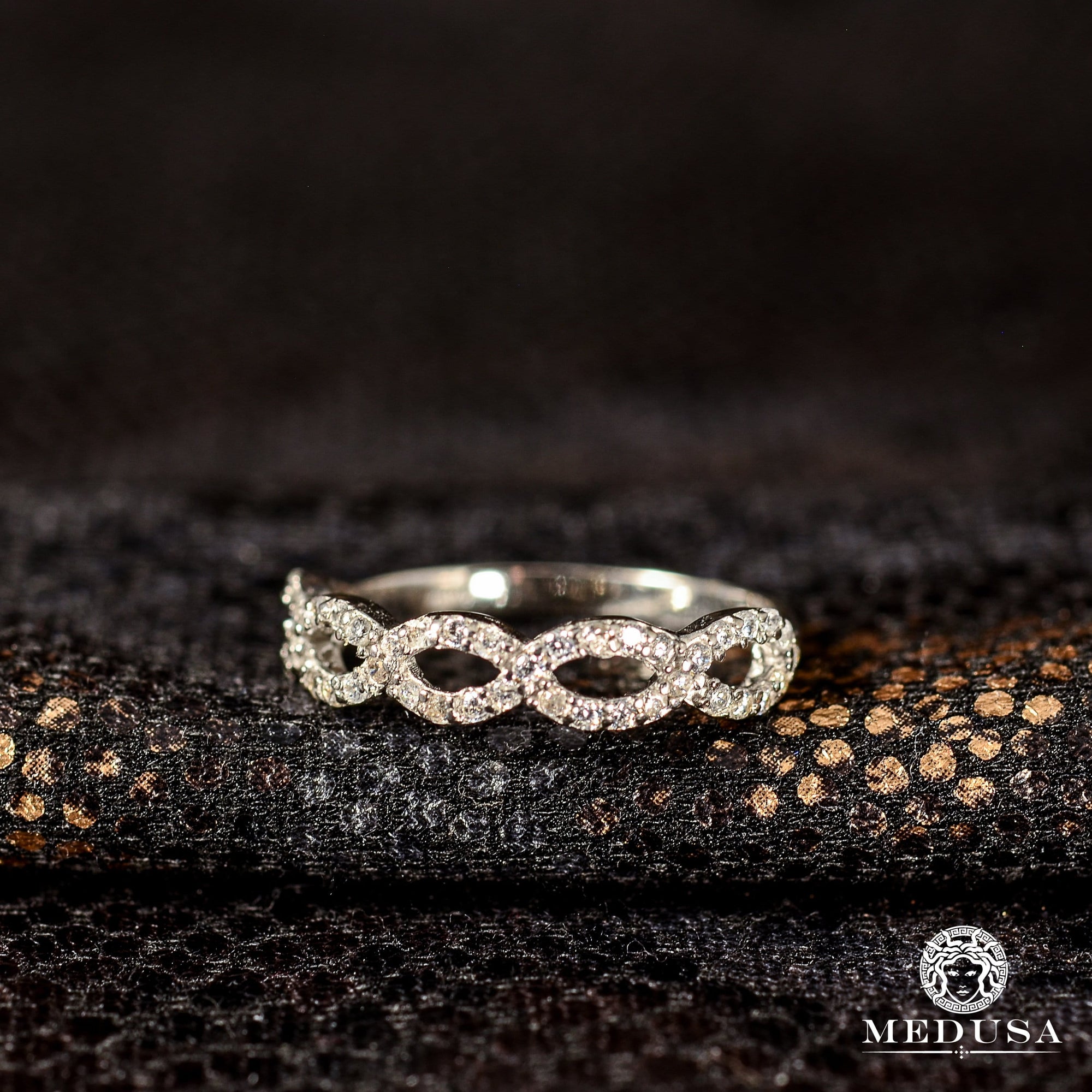 Bague en Or 10K | Bague Femme Eternal F5 - Infinity Or Blanc