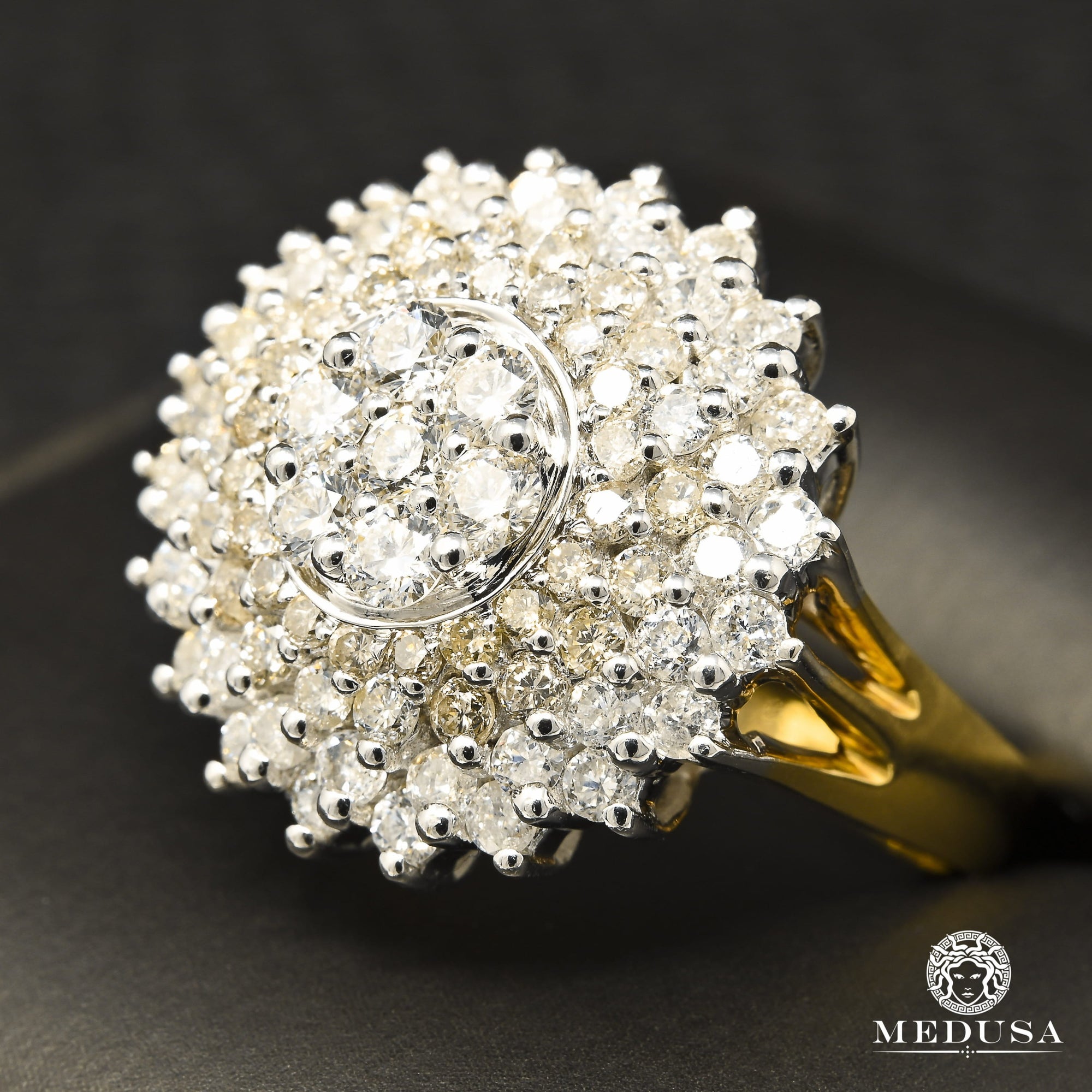 Bague à Diamants en Or 10K | Bague Femme Flower D1 - Diamant 2.00CT / Or 2 Tons