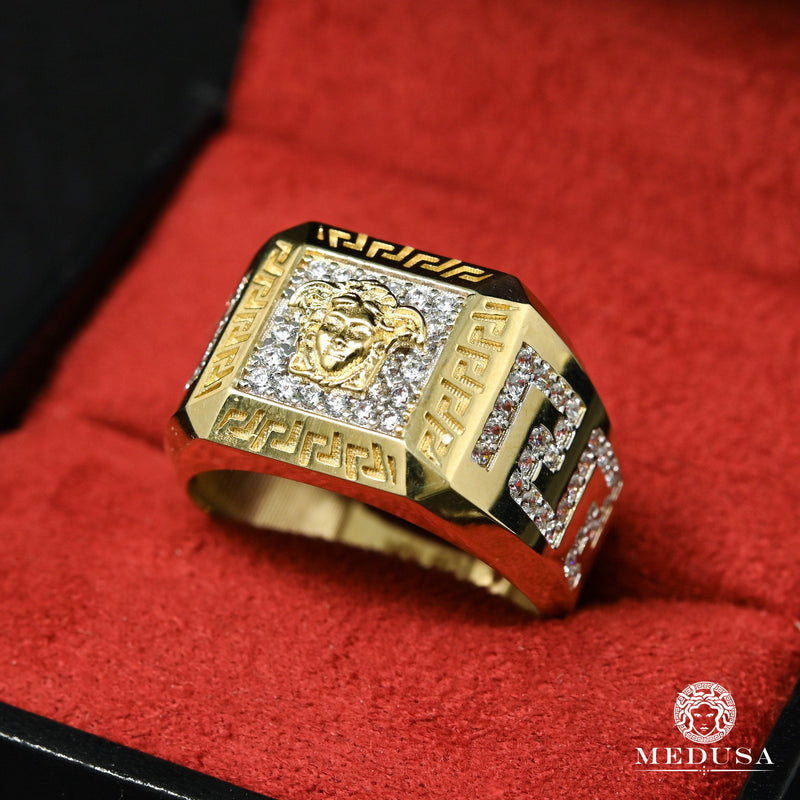 Odac Bague Versace Homme Medusa 10K Gold Ring Glam H48 Men's Ring