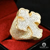 14K Gold Diamond Ring | Luxurious Men&#39;s Ring D17 - Cross Yellow Gold