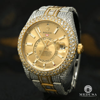 Rolex Sky-Dweller 42mm - Champagne Iced Out - Or 2 Tons