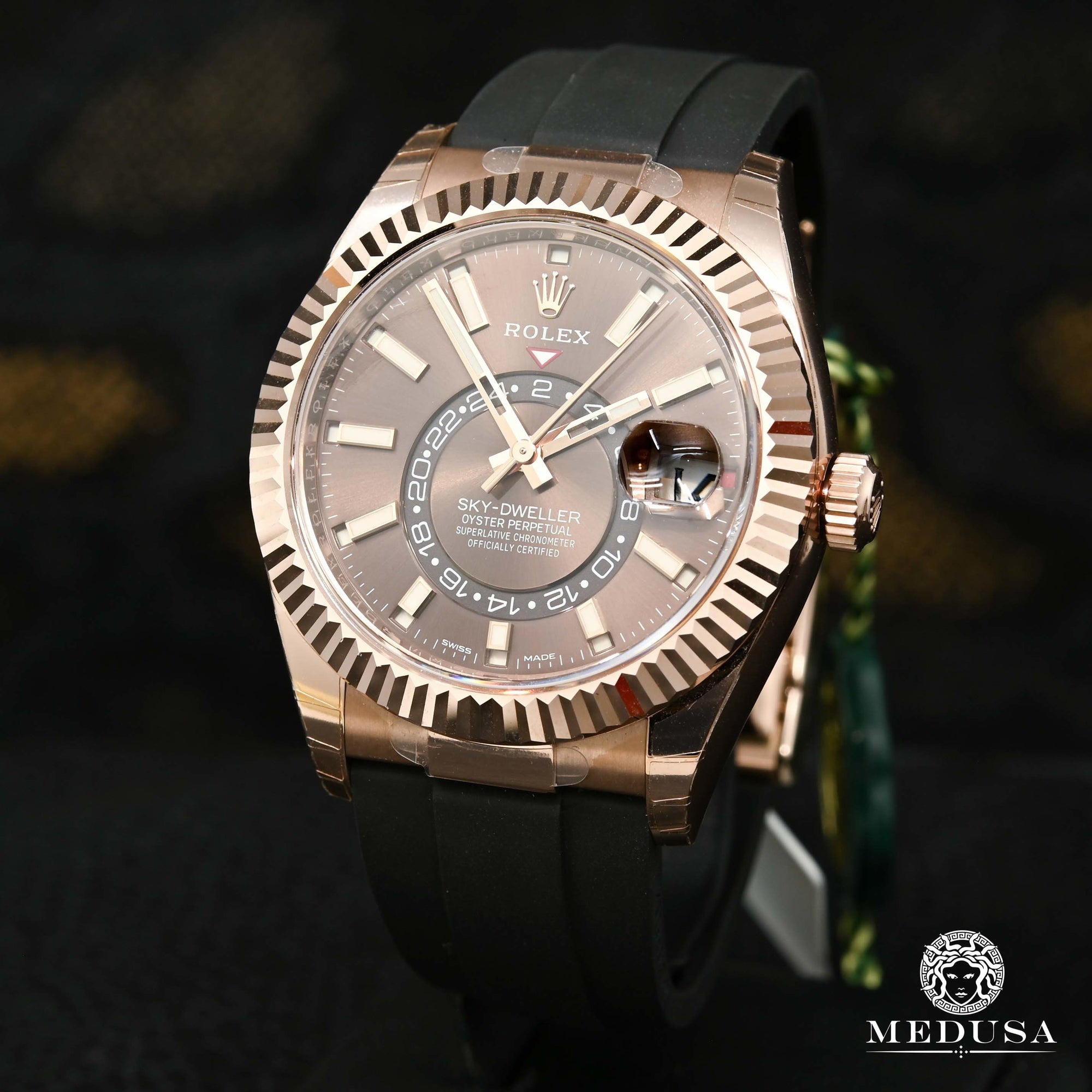Rolex watch | Rolex Sky-Dweller Men's Watch 42mm - Everose OysterFlex Chocolate Rose Gold