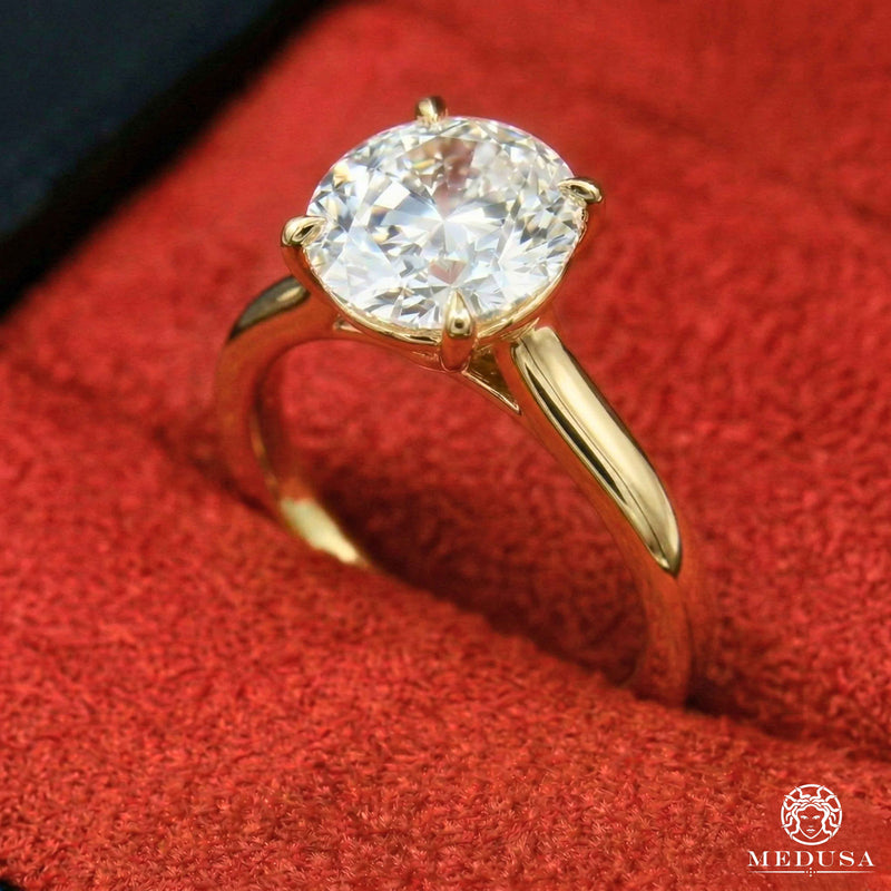 Bague à Diamants en Or 14K | Solitaire LAB D1 - Round Cut Bague ...