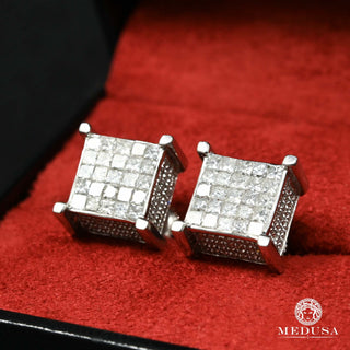 Studs Square D1 - Princess Cut Diamond  - 11MM / White Gold