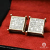 Studs Diamants en Or 10K | Boucles d’Oreilles Studs Square D1 - Diamant Princess Cut 13MM / Or Jaune