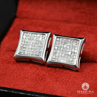 Studs Square D2 - Diamant Princess Cut - 13MM / Or Blanc