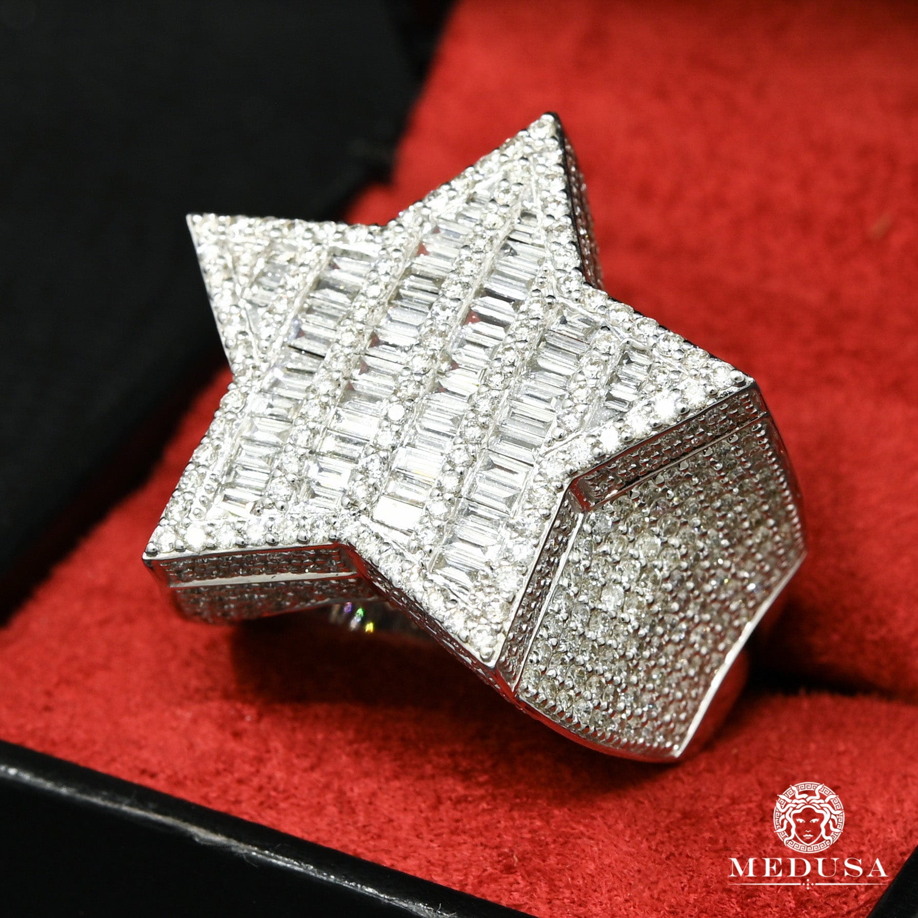 10K Gold Diamond Ring | Men&#39;s Ring SuperStar D11 - White Gold Diamond