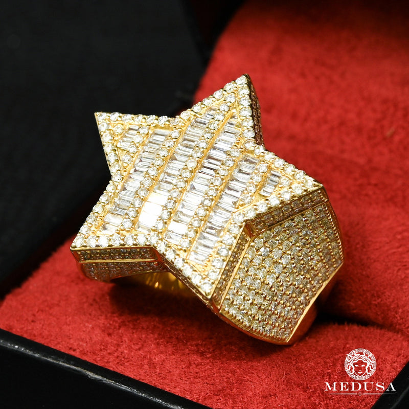 10K Gold Diamond Ring | Men&#39;s Ring SuperStar D11 - Yellow Gold Diamond