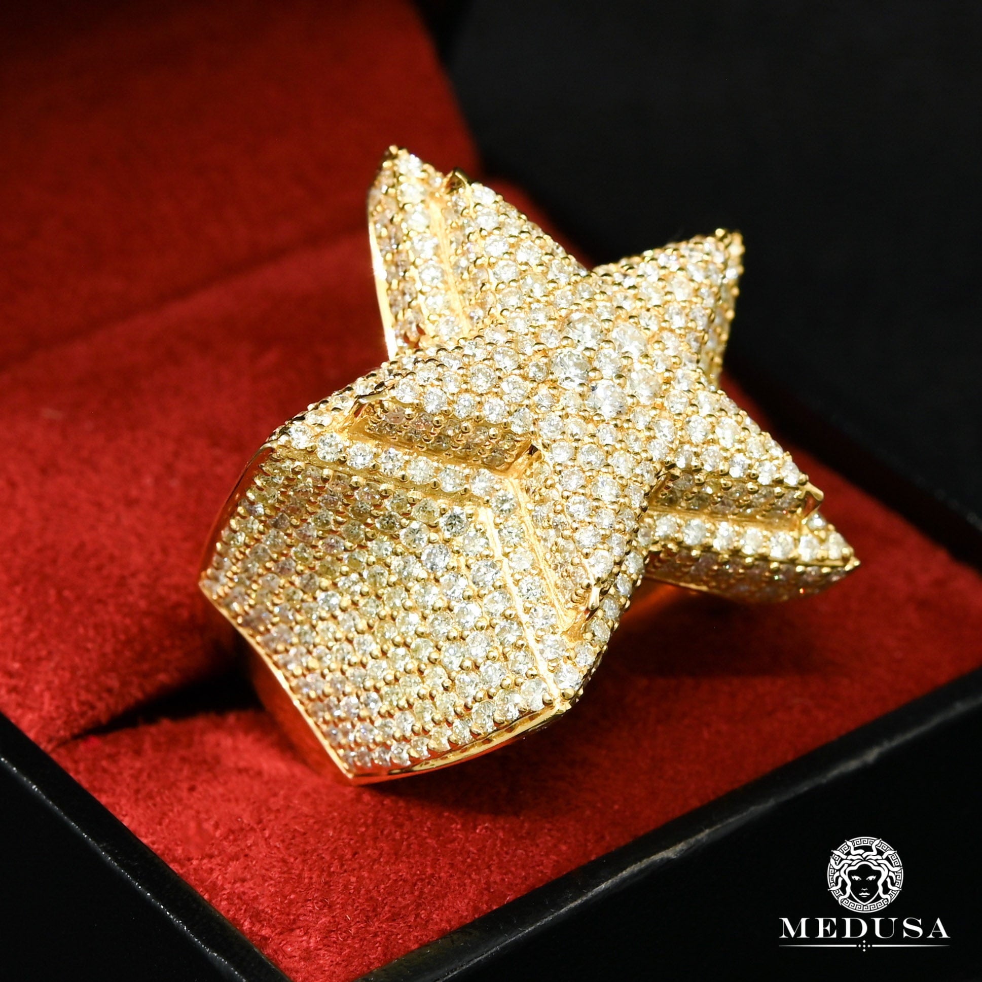 14K Gold Diamond Ring | Men&#39;s Ring SuperStar D12 - Diamond