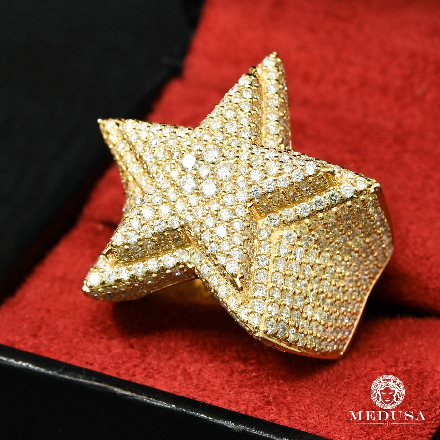 14K Gold Diamond Ring | Men's Ring SuperStar D12 - Yellow Gold Diamond