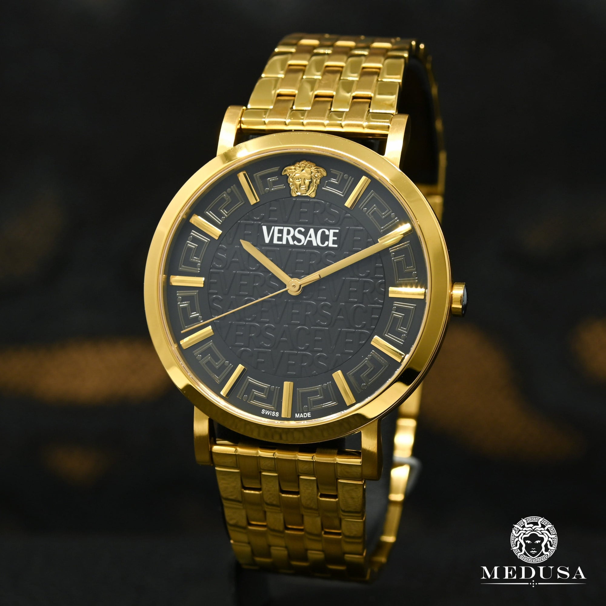 Montre Versace | Montre Homme Versace Greca Slim - VE8Q00524 Or Jaune