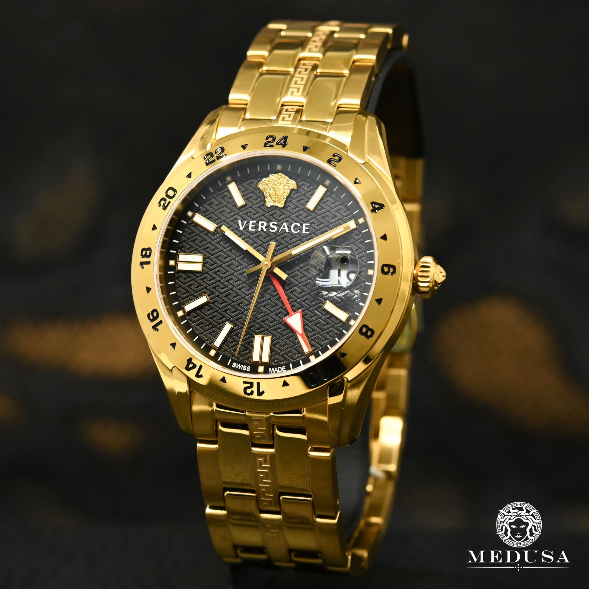 Montre Versace | Homme Greca Time GMT - VE7C00723 Or Jaune