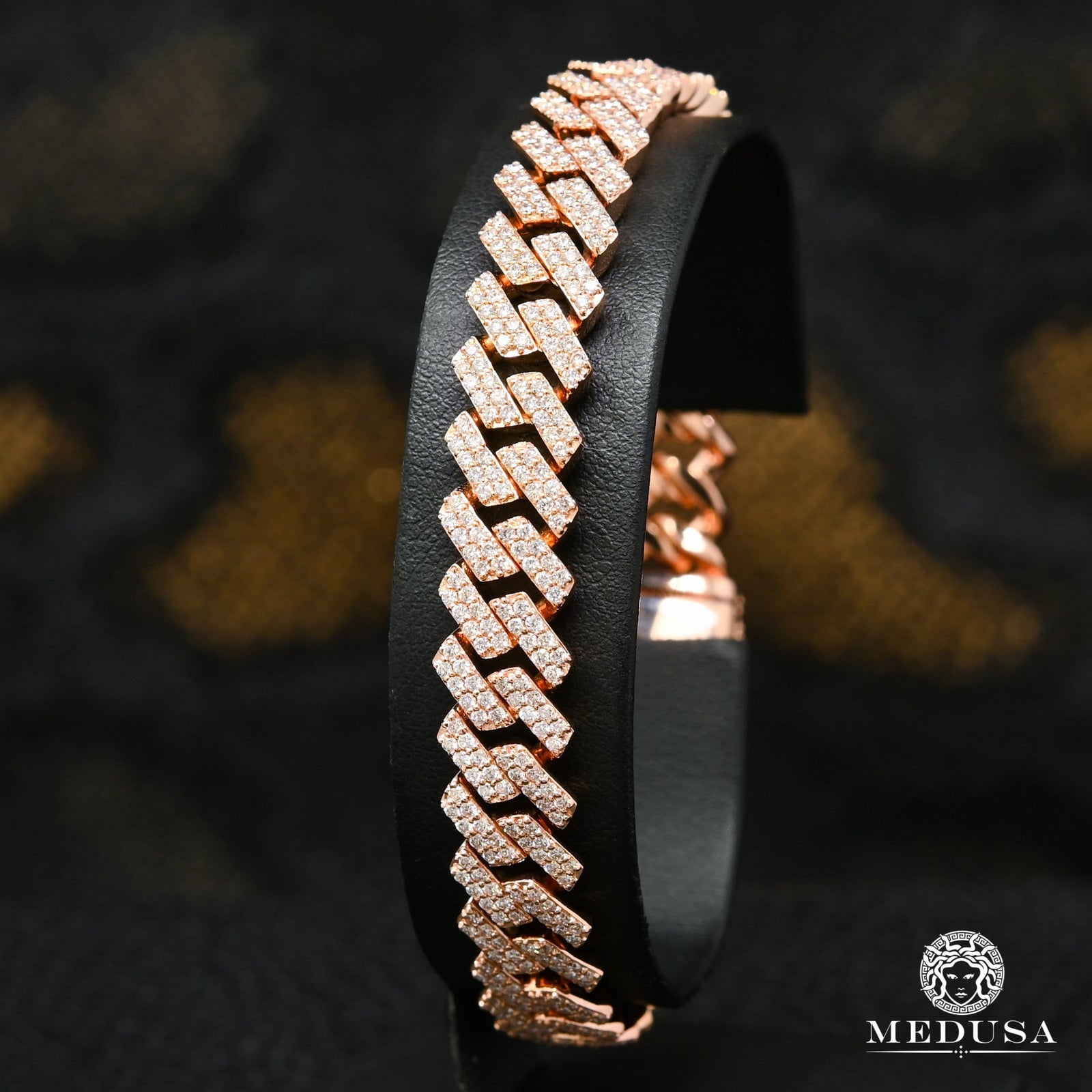 Bracelet à Diamants en Or 10K | Bracelet Homme 10mm Bracelet Cuban Prong Big Box-Lock