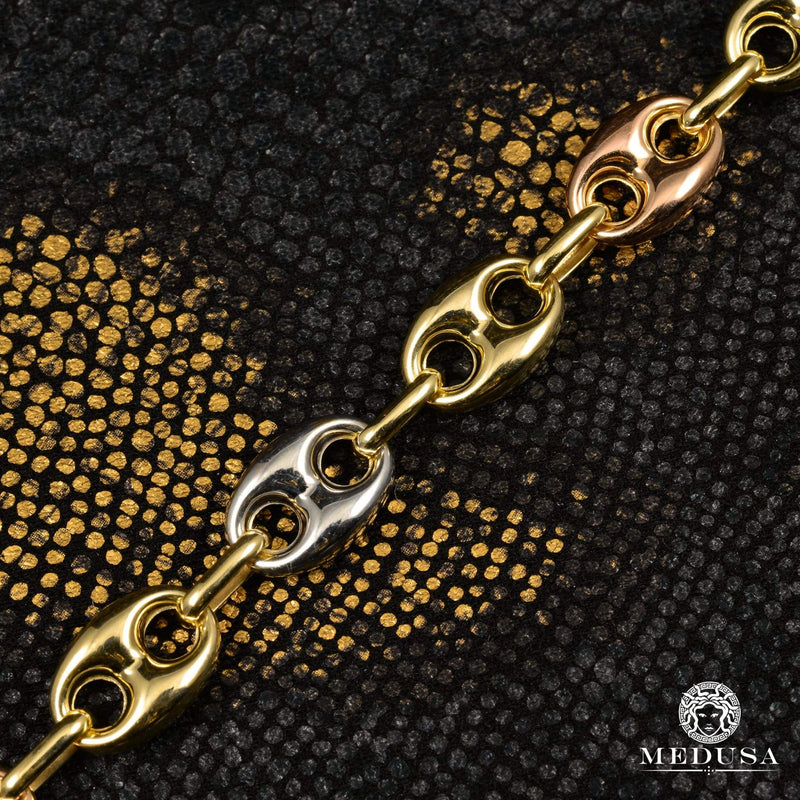 10K Gold Bracelet | Men&#39;s Bracelet 10mm Gucci Puff 3 Tone Bracelet