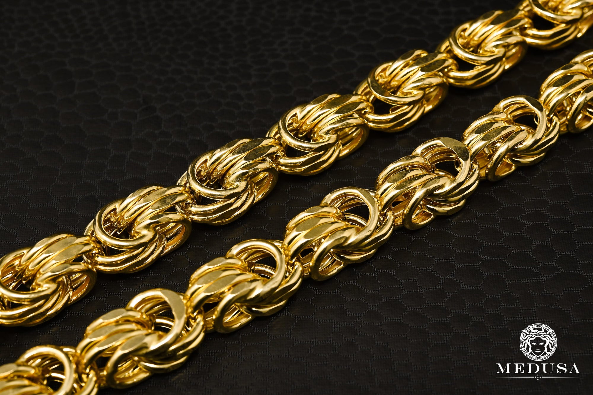 Chaîne en Or 10K | Chaîne 10mm Byzantine Fancy