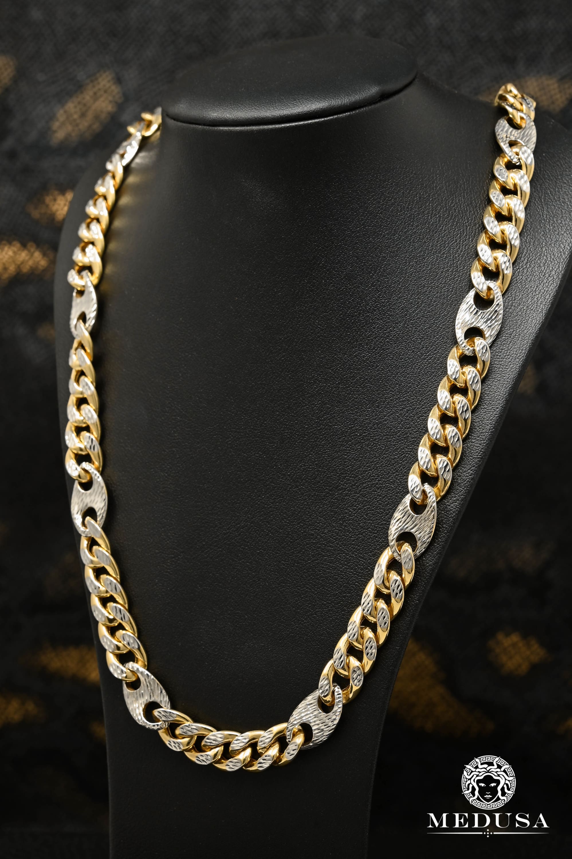 10K Gold Chain | 9mm Cuban Link Prong CZ Chain | Medusa jewelry