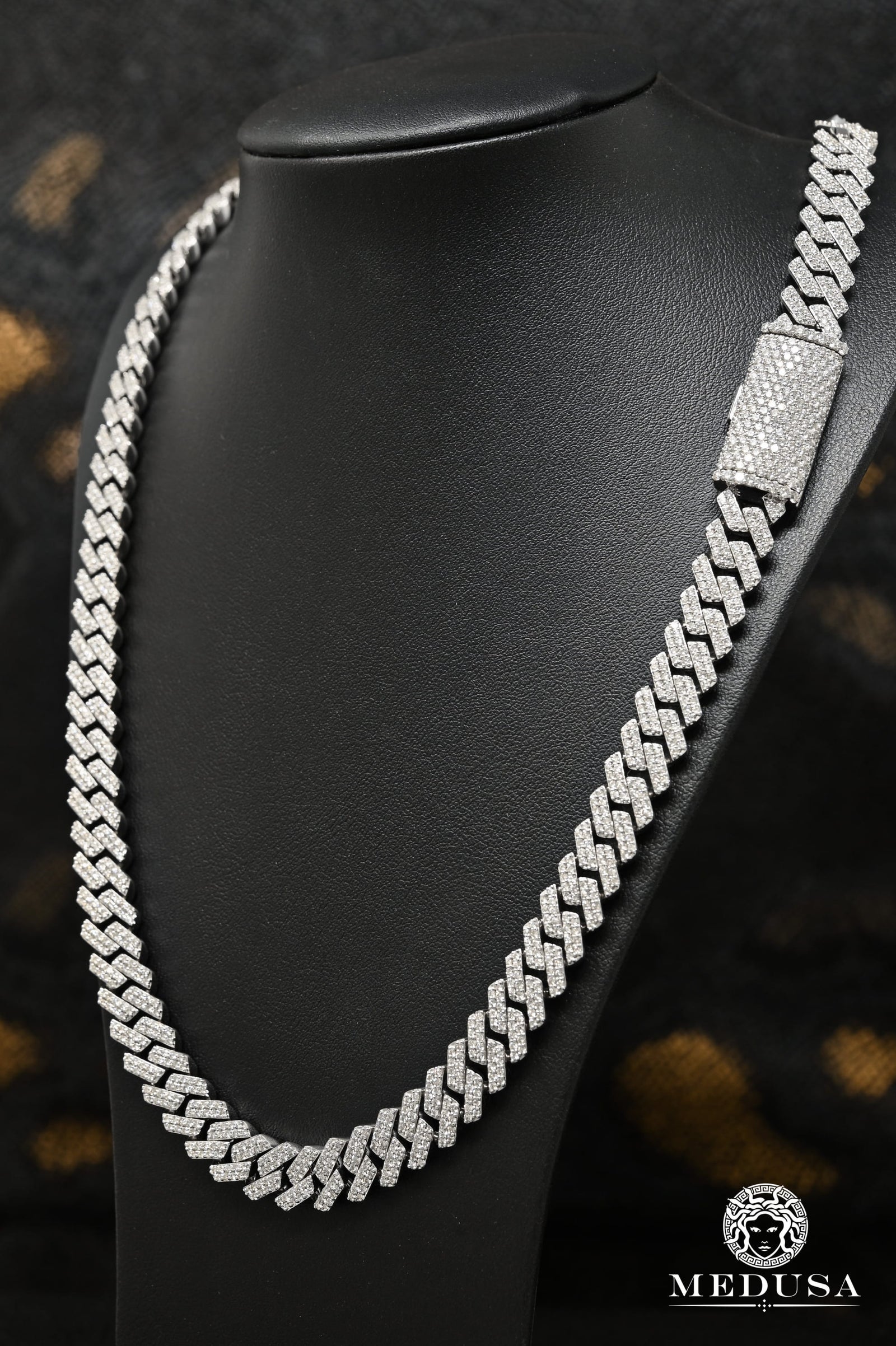 10K Gold Diamond Chain | Chain 10mm Cuban Prong Diamond White Gold 22'' / Diamonds / White Gold