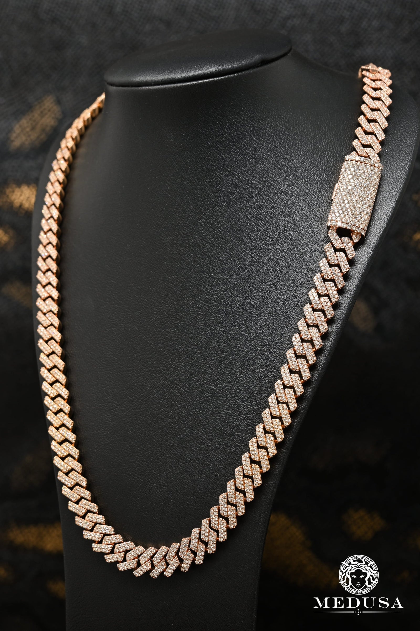10K Gold Diamond Chain | Chain 10mm Cuban Prong Diamond Rose Gold 22'' / Diamonds / Rose Gold