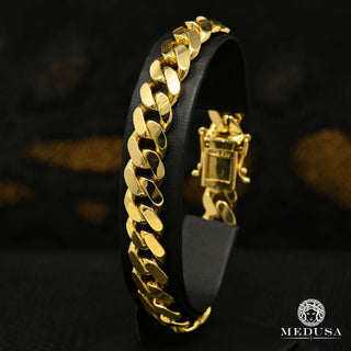 11mm Solid Cuban Bracelet  - 7'' / Yellow Gold