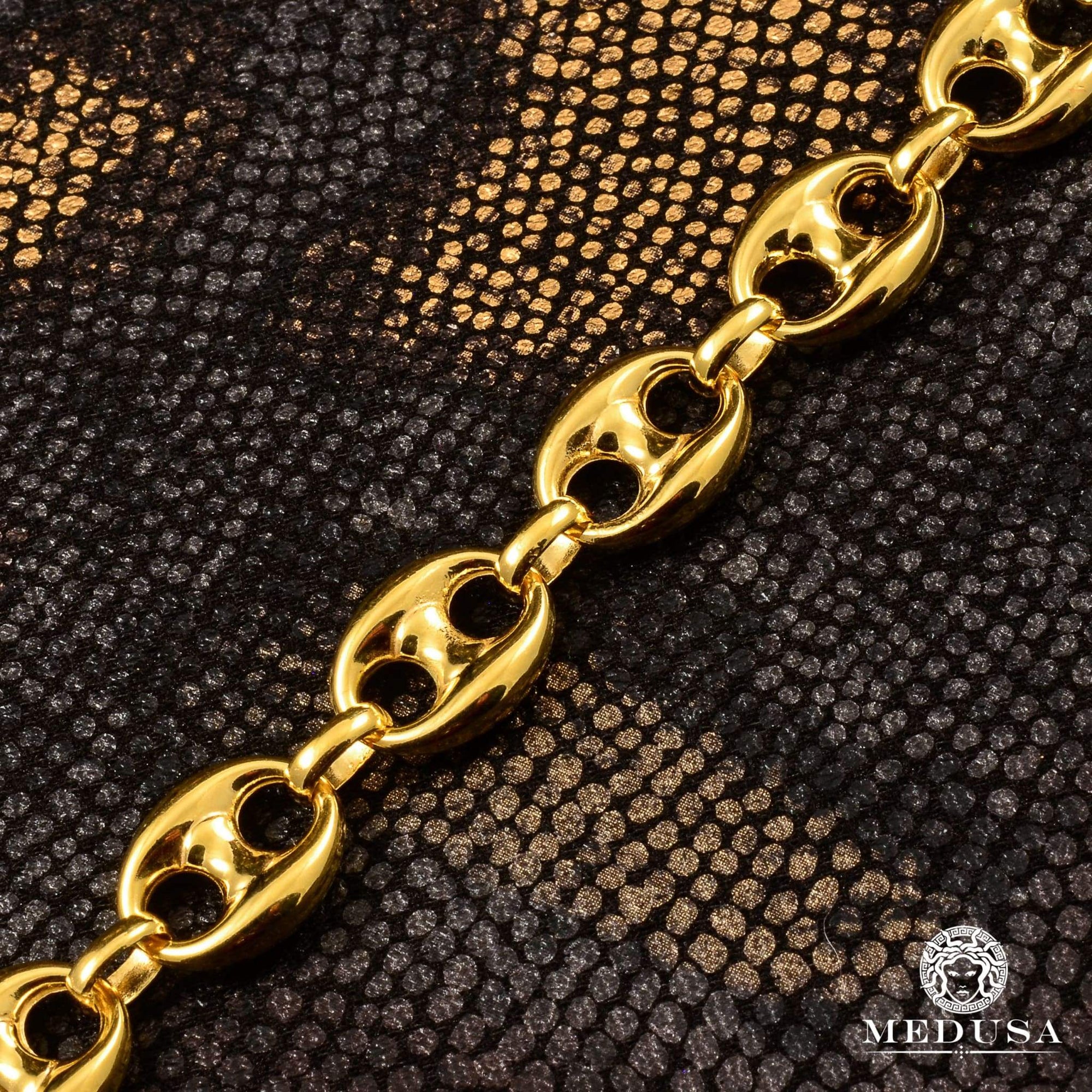 10K Gold Bracelet | Men's Bracelet 11mm Gucci Puff Link Bracelet