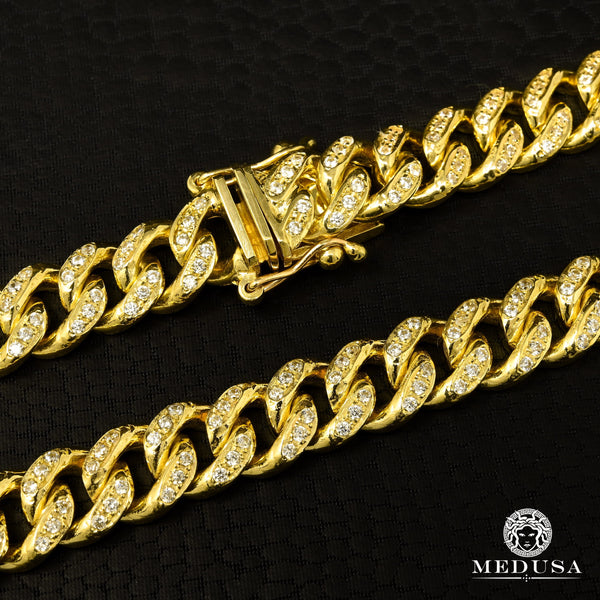 10K Gold Diamond Chain | 11mm Cuban Link CZ Chain | Medusa Jewelry