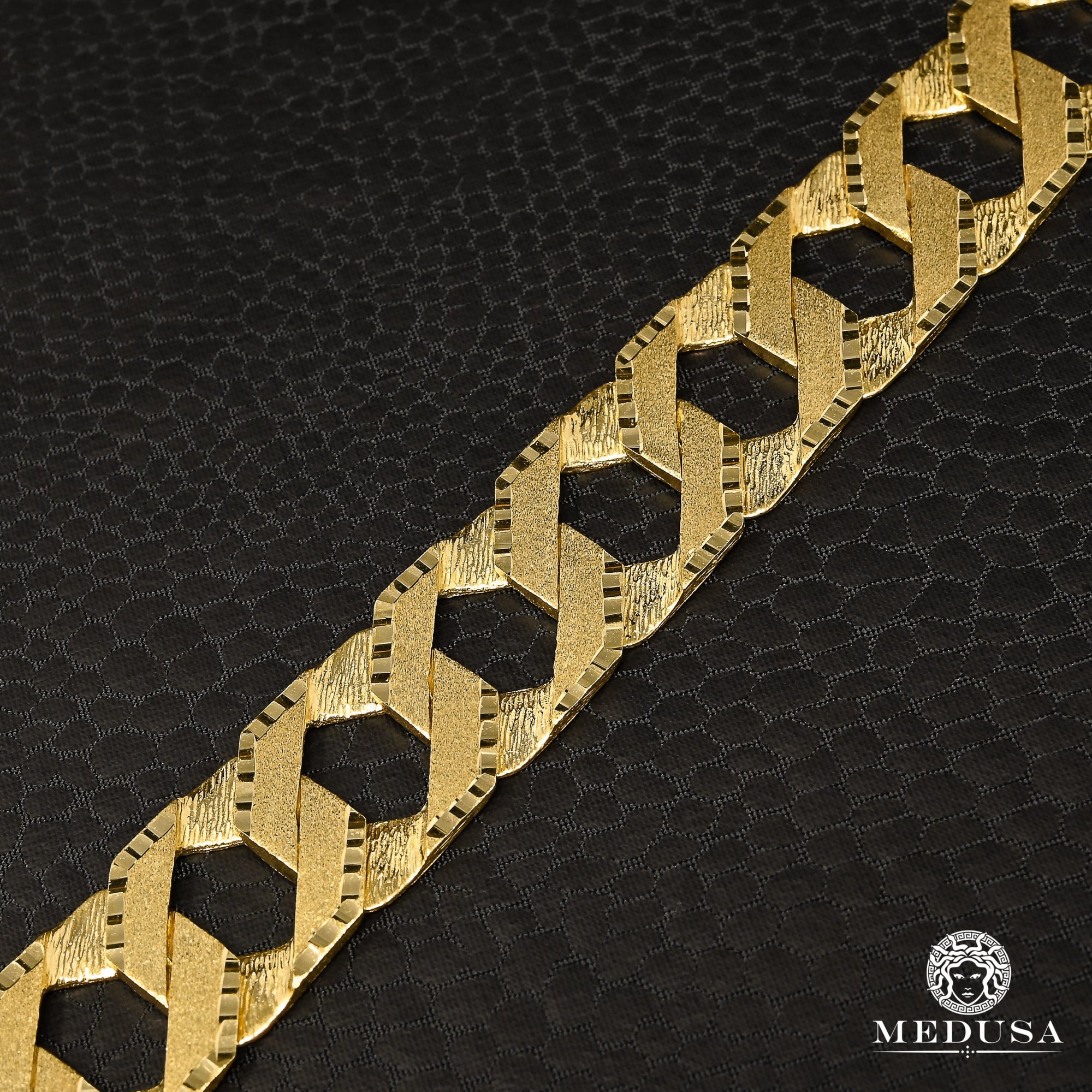 Bracelet en Or 10K | Bracelet Homme 12mm Bracelet Meshy M-CBE