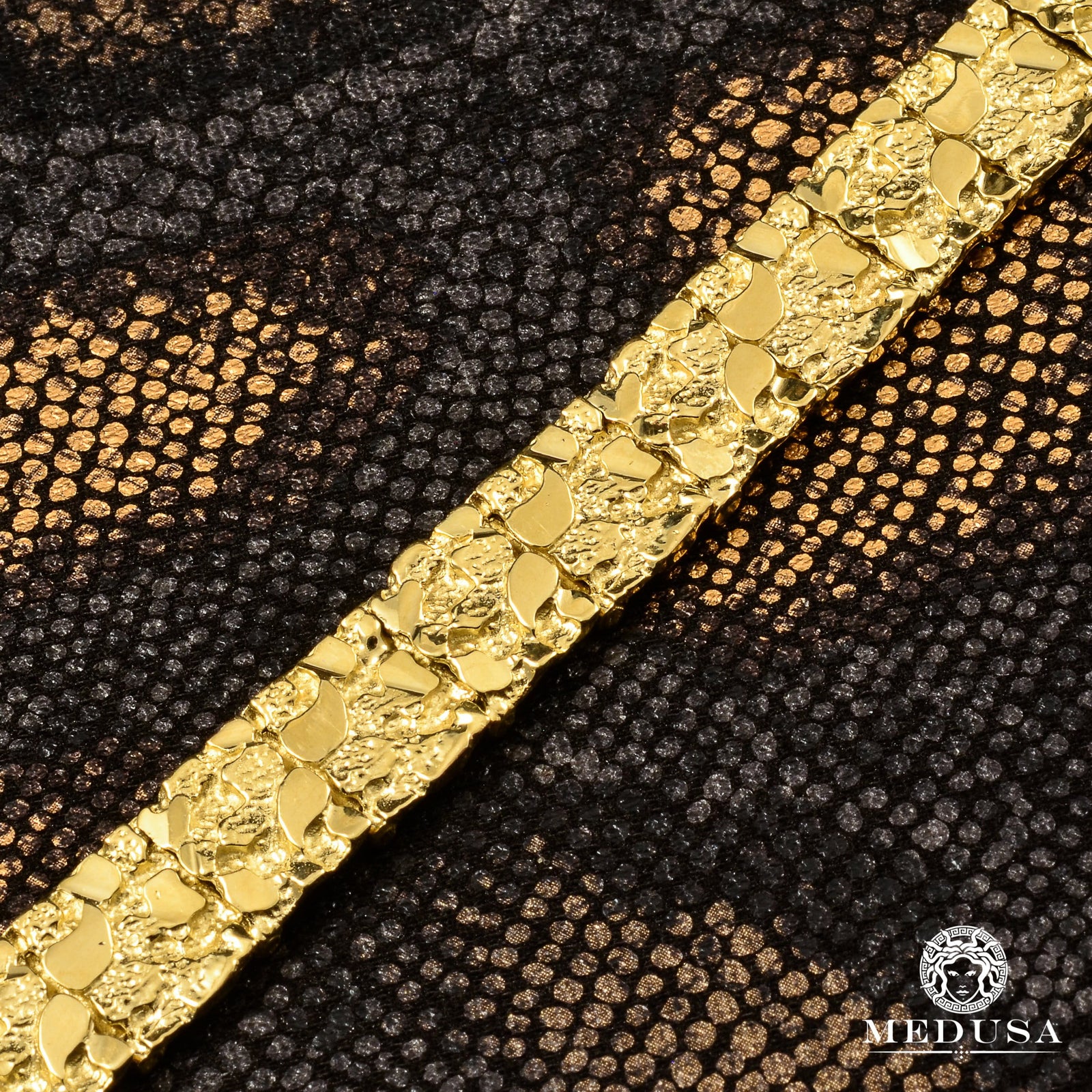 Bracelet en Or 10K | Bracelet Homme 12mm Bracelet Nugget 8.5’’ / Or Jaune