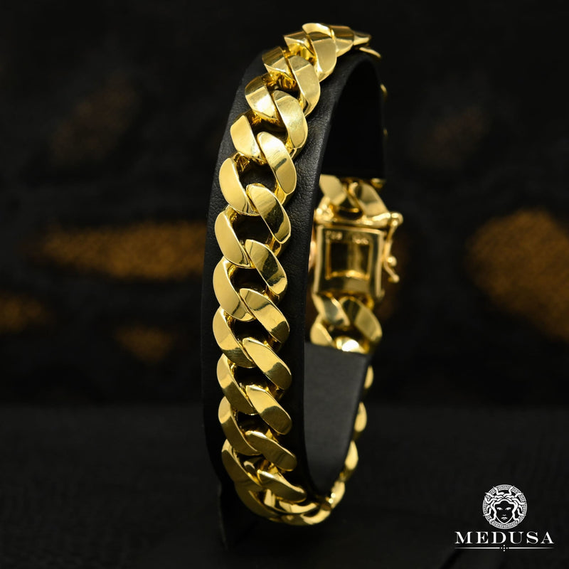 10K Gold Bracelet | Men&#39;s Bracelet 13.5mm Cuban Solid Bracelet