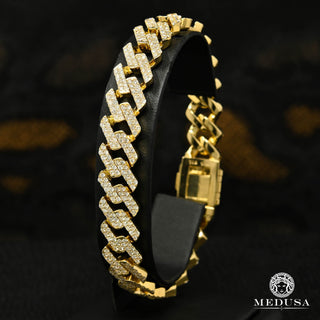 13mm Bracelet Cuban Prong Iced Out - 7.5'' / Diamant / Or Jaune