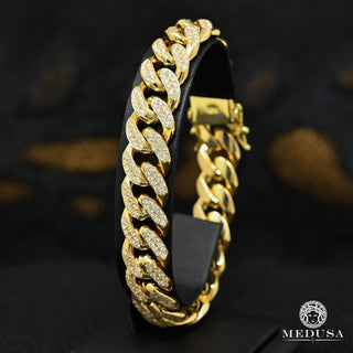14mm Cuban Iced Out Bracelet  - 8'' / Diamond / Yellow Gold