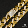 10K Gold Chain | 14mm Cuban Link Semi-CZ Chain