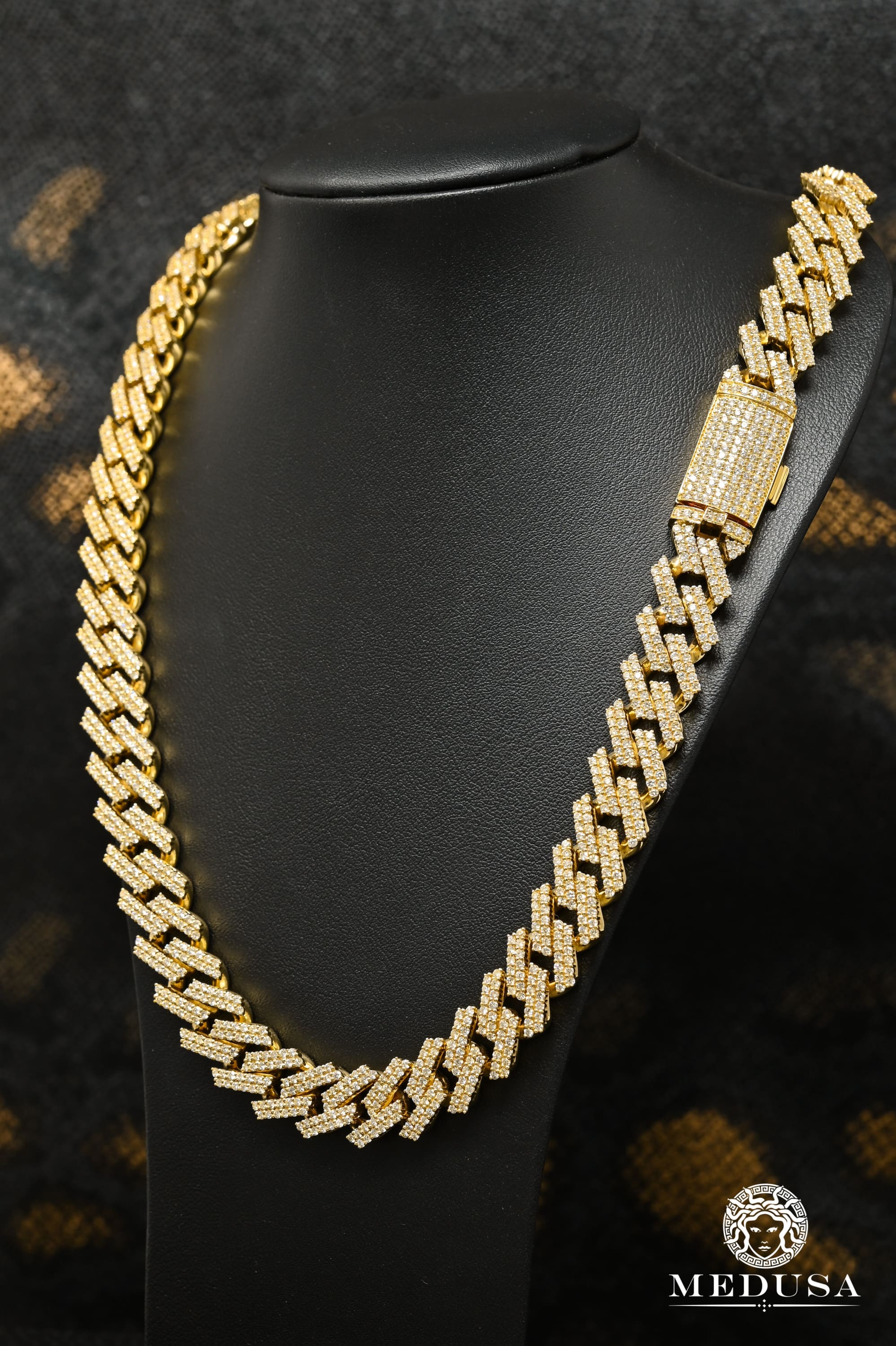 10K Gold Diamond Chain | Chain 14mm Cuban Prong Diamond 22'' / Diamonds / Yellow Gold