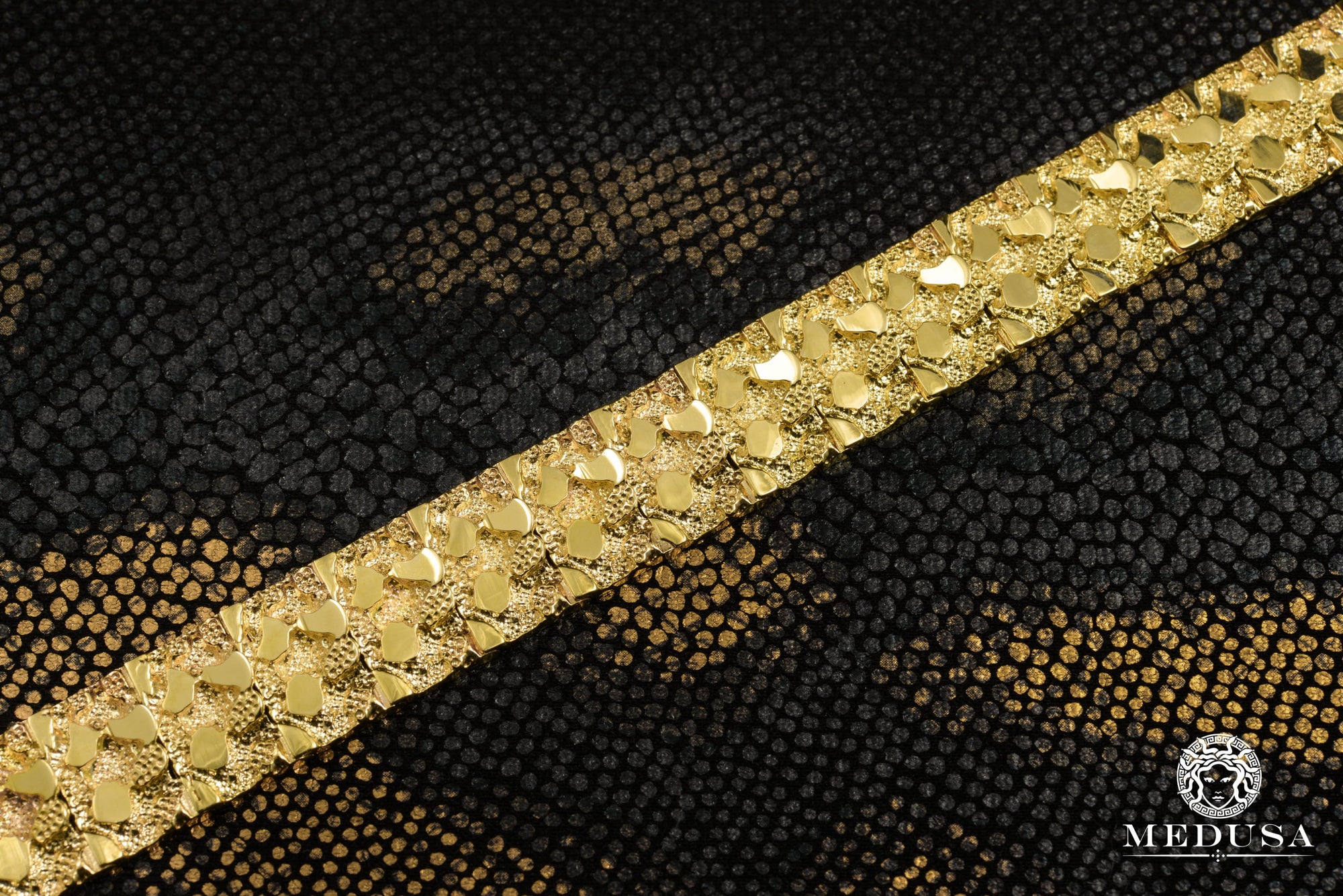 Bracelet en Or 10K | Bracelet Homme 15mm Bracelet Nugget 8.5’’ / Or Jaune