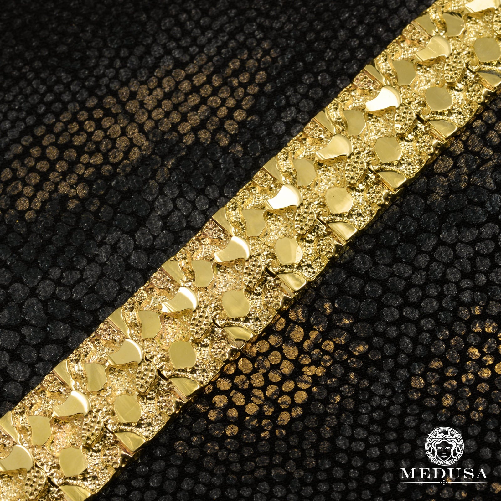 Bracelet en Or 10K | Bracelet Homme 15mm Bracelet Nugget 8.5’’ / Or Jaune