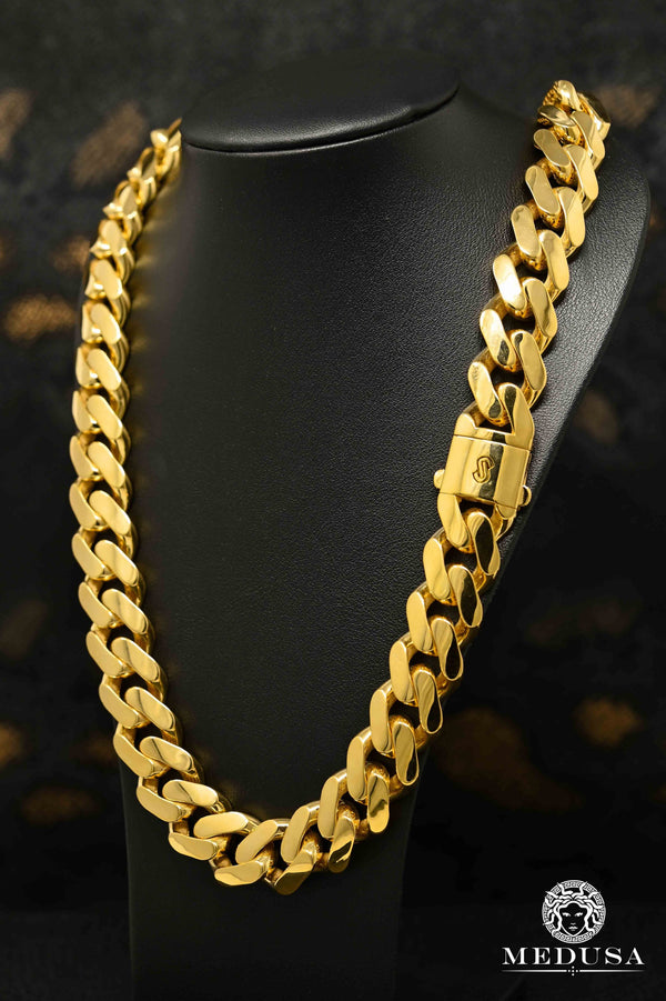 10K Gold Chain 17mm Cuban Monaco Chain Medusa Jewelry