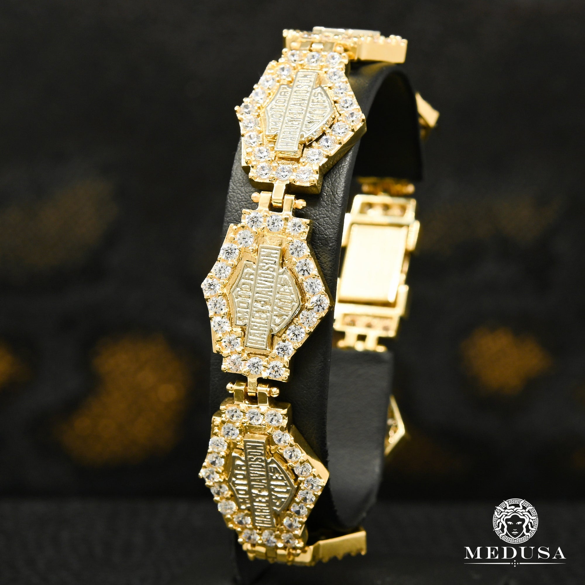 10K Gold Bracelet | Men's Bracelet 18mm Harley Bracelet 8.5'' / Gold 2 Tones