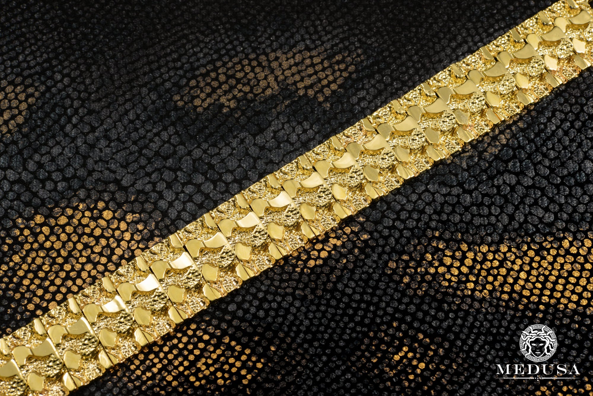 Bracelet en Or 10K | Bracelet Homme 18mm Bracelet Nugget 8.5’’ / Or Jaune